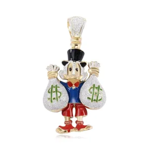 10KY 3.75CTW DIAMOND DUCK WITH MONEY BAGS PENDANT