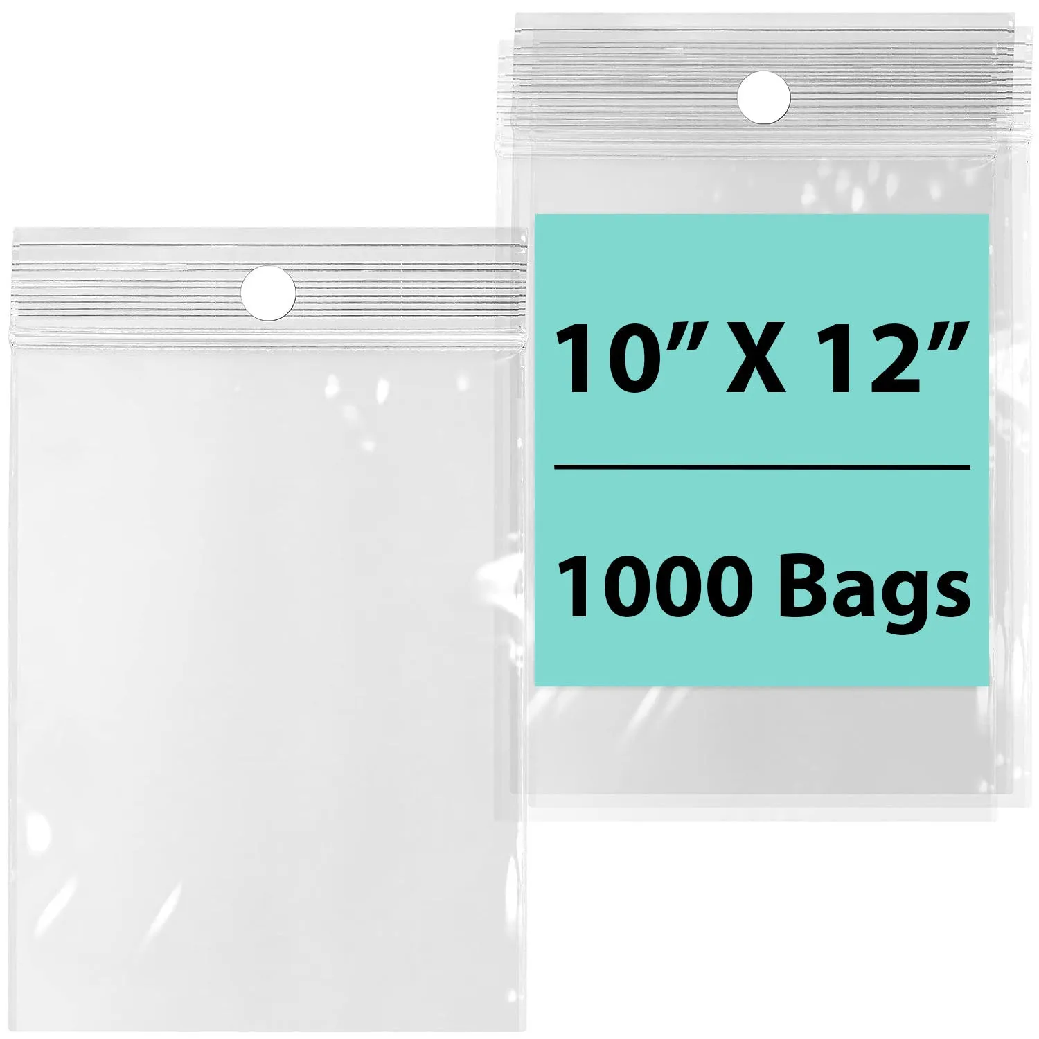 10X12 inches Reclosable Poly Bags with Hang Hole 4 Mil (LDPE) Single Track Zipper