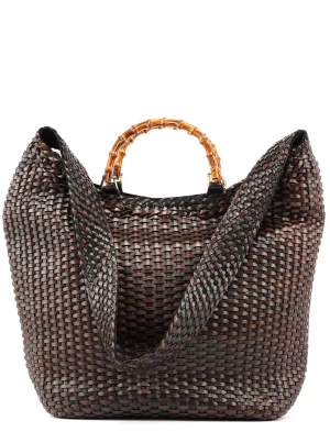1996 Brown Woven Bamboo 2-Way Bag