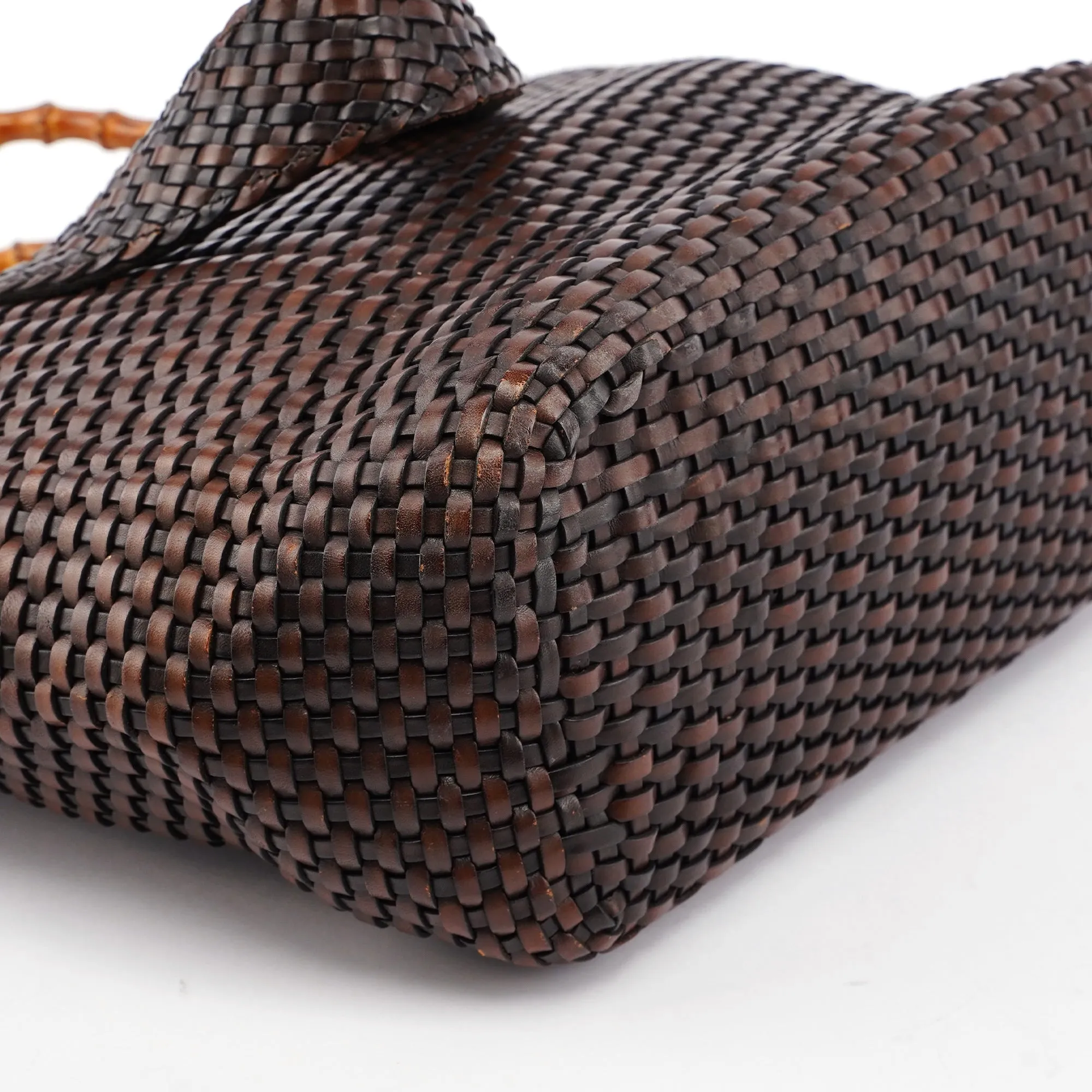 1996 Brown Woven Bamboo 2-Way Bag