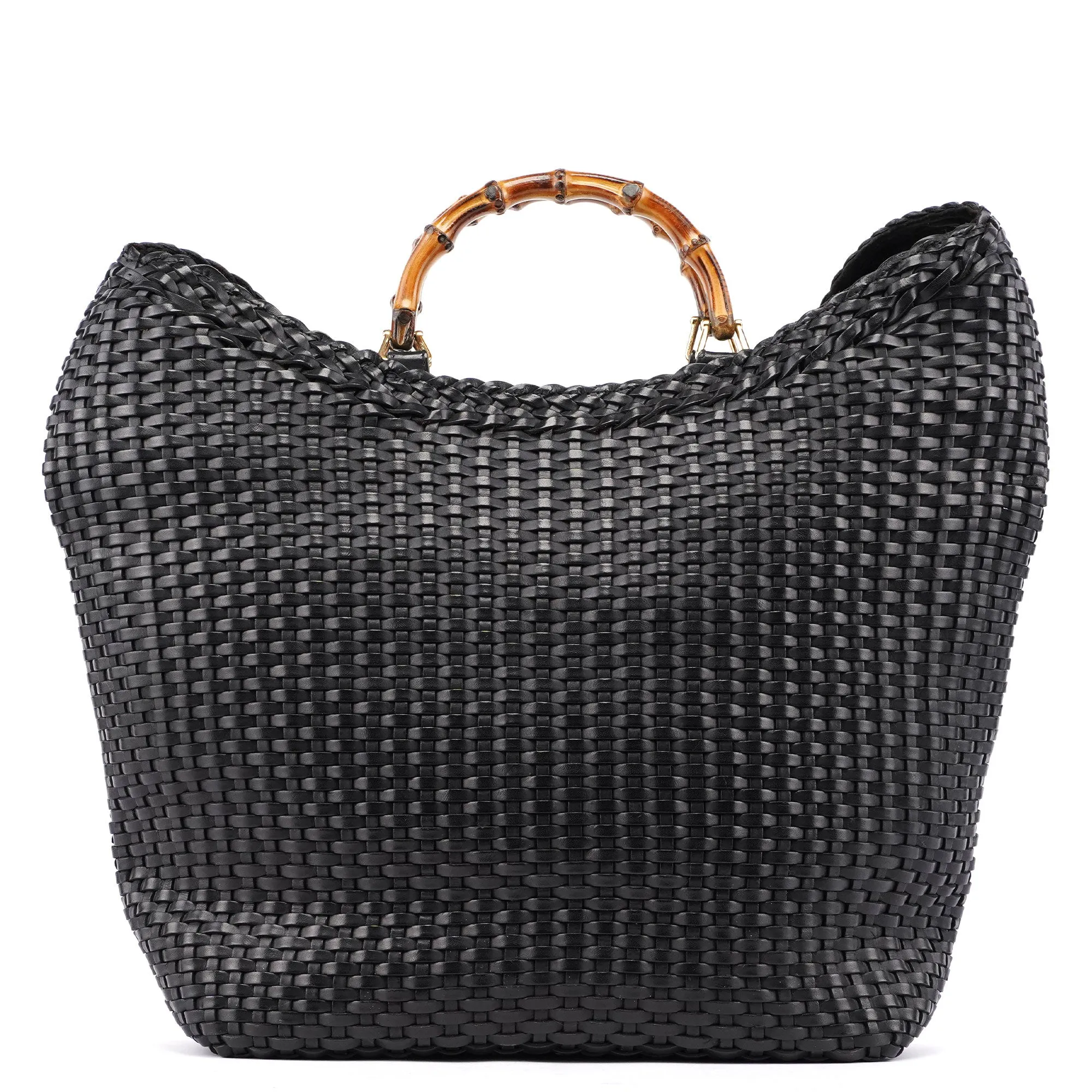 1996 Brown Woven Bamboo 2-Way Shoulder Bag