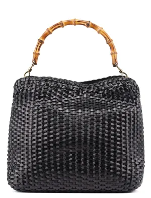 1996 Brown Woven Bamboo Shoulder Bag