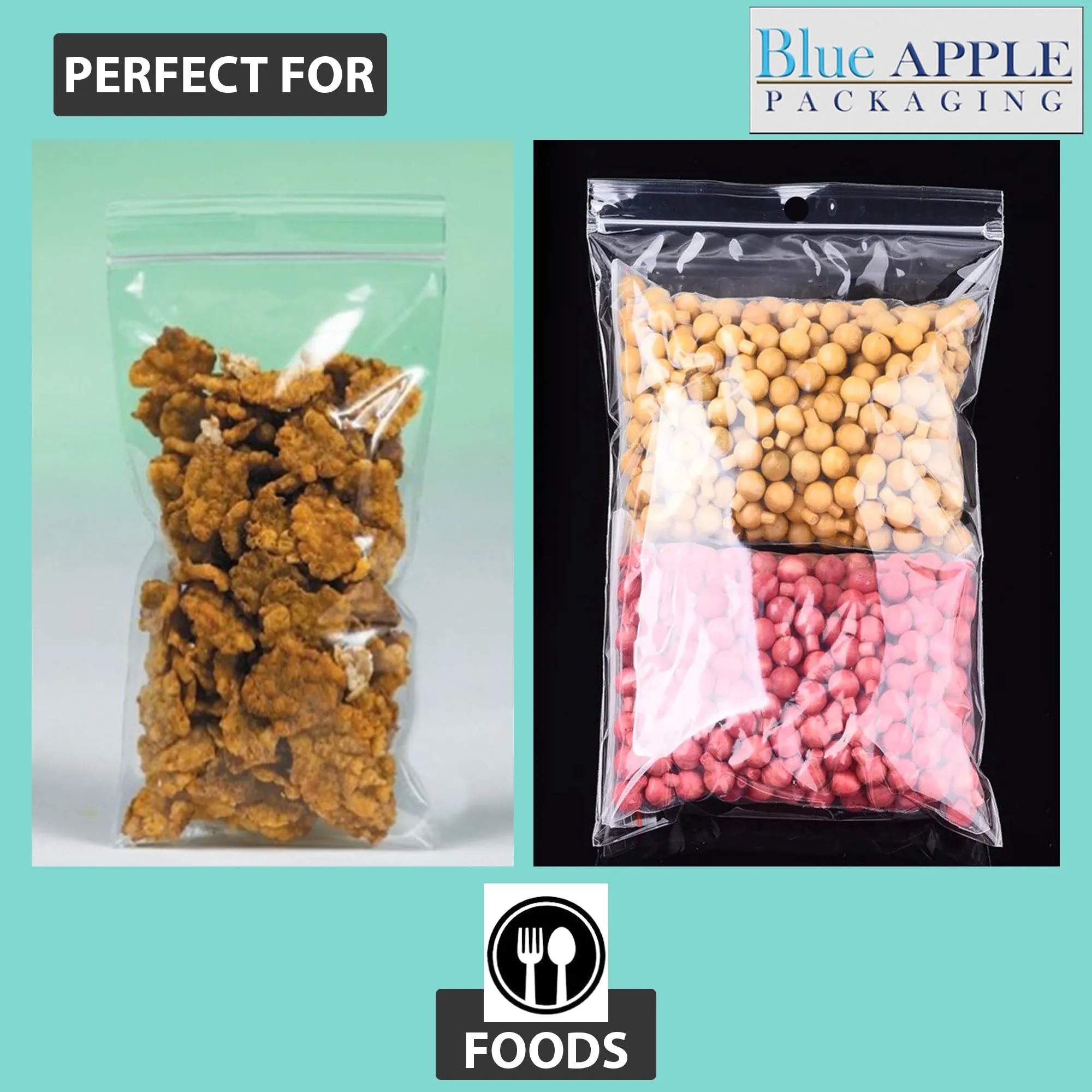 6X9 Inches Polypropylene ZipLock Bags W/ Hang Hole 2 Mil Clear