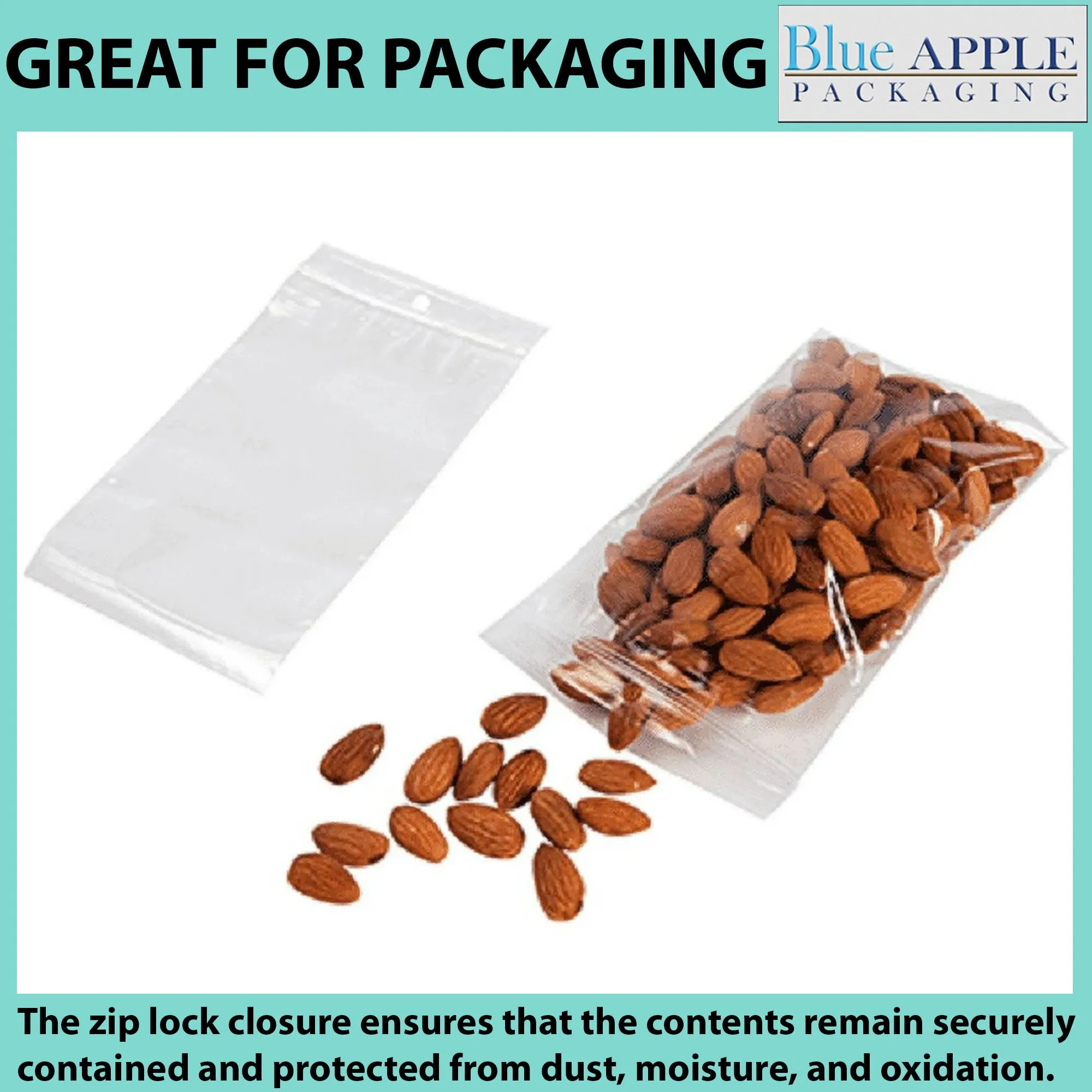 6X9 Inches Polypropylene ZipLock Bags W/ Hang Hole 2 Mil Clear