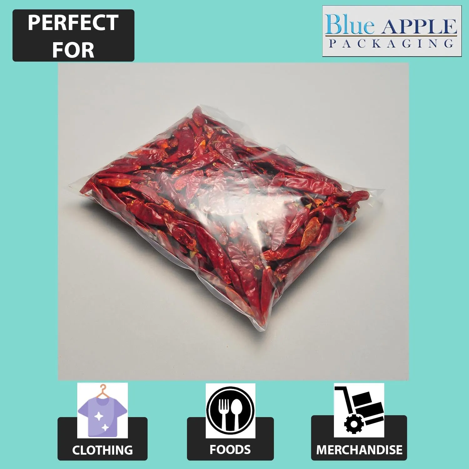 8X15 inches Clear Flat Poly Bags 2Mil Open Top (LDPE)