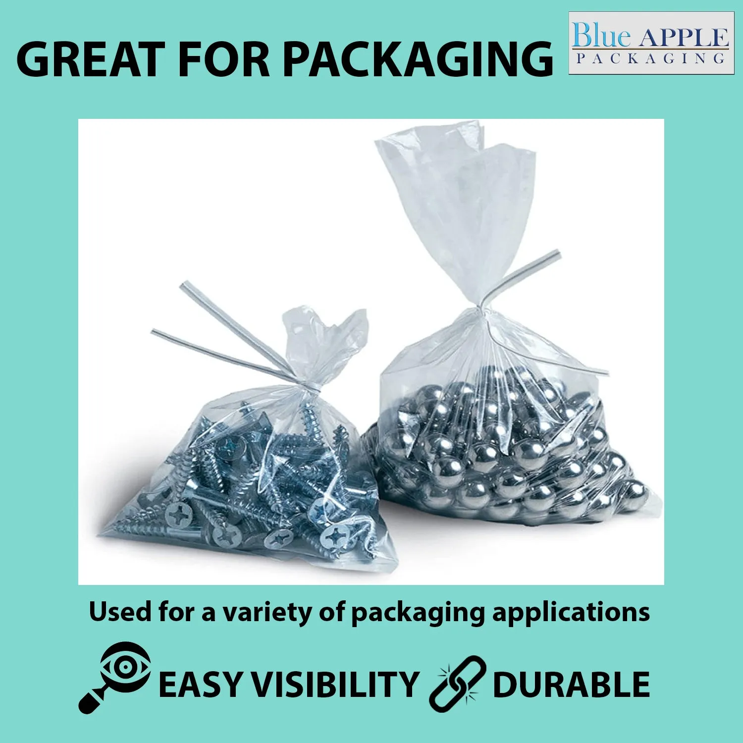 8X15 inches Clear Flat Poly Bags 2Mil Open Top (LDPE)