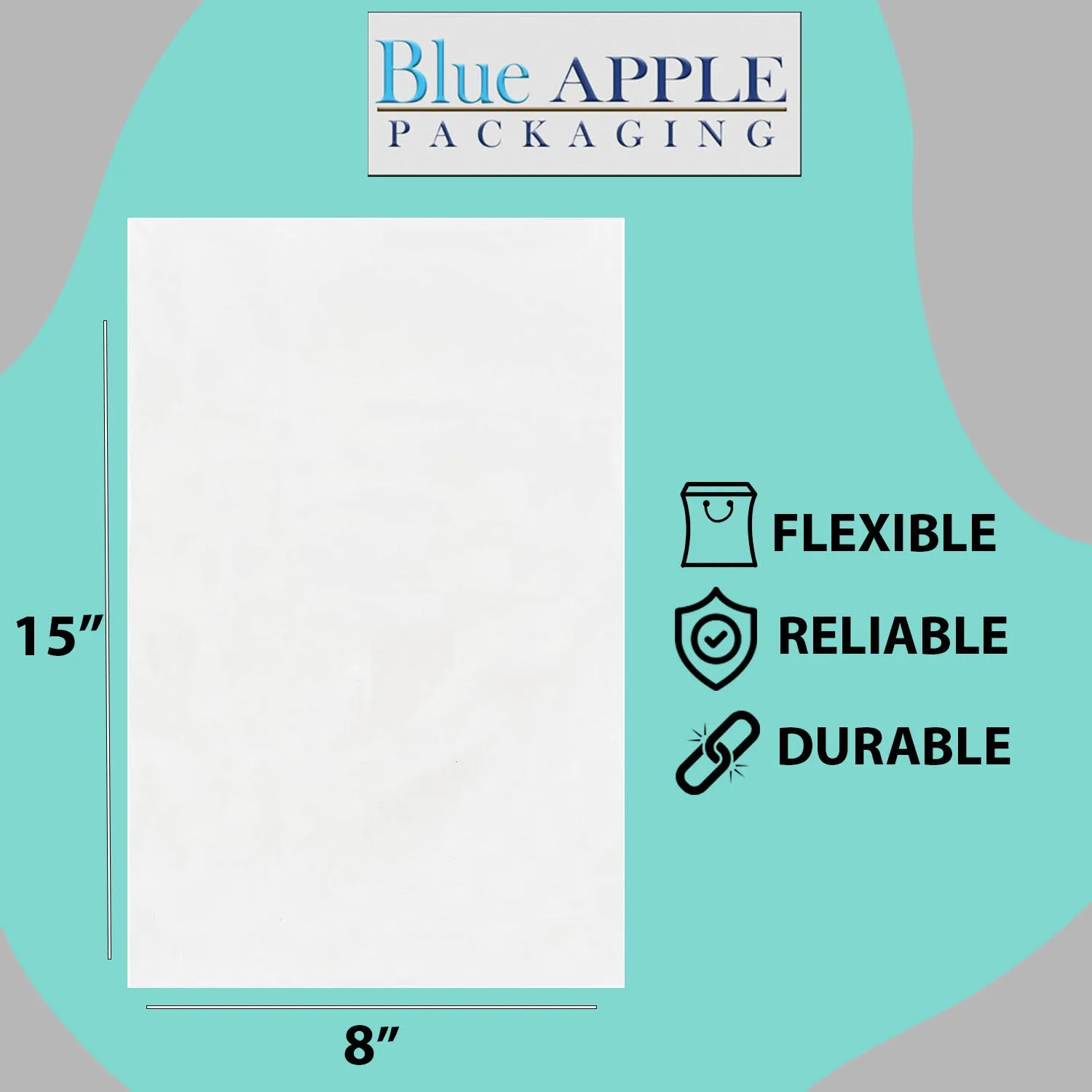 8X15 inches Clear Flat Poly Bags 2Mil Open Top (LDPE)