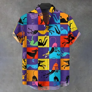 Abstract Funny Animals Pop Art Hounds Dog Whippet Vintage Print Shirt 2409001576