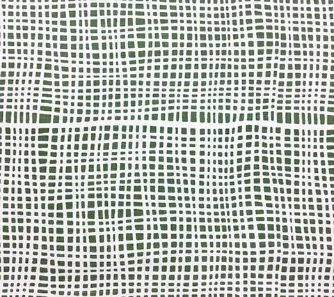 Alan Campbell Fabric: Criss Cross - Custom Green on White Belgian Linen / Cotton