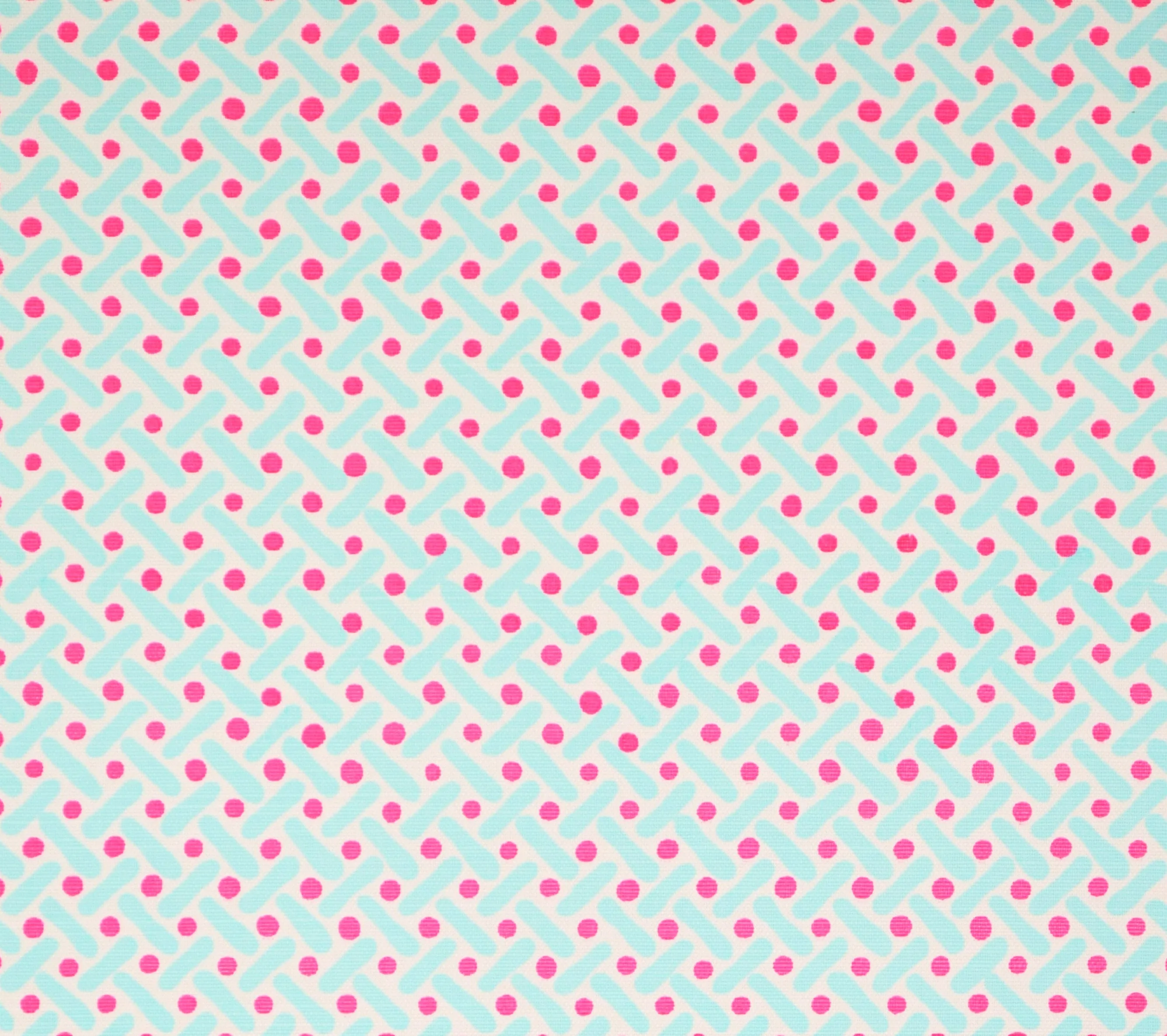 Alan Campbell Fabric: Kells II - Custom Magenta / Sky Blue on White Belgian Linen / Cotton