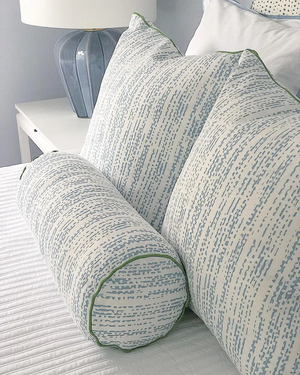 Alan Campbell Fabric: Mojave Lines - Custom Vanilla on White Belgian Linen / Cotton