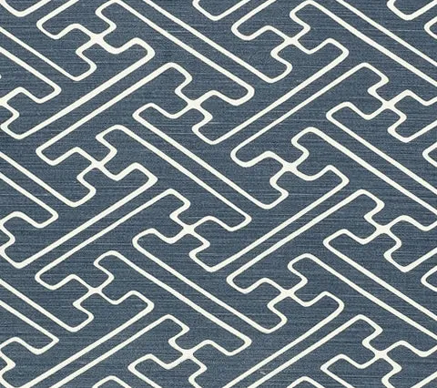 Alan Campbell Fabric: Saya Gata - Custom Slate Navy on Tinted Belgian Linen / Cotton