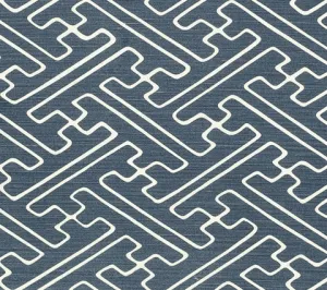 Alan Campbell Fabric: Saya Gata - Custom Slate Navy on Tinted Belgian Linen / Cotton