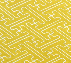 Alan Campbell Fabric: Saya Gata - Custom Taxicab Yellow on White Belgian Linen / Cotton