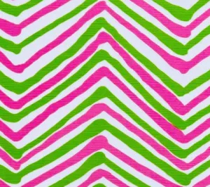 Alan Campbell Fabric: Zig Zag Multicolor - Custom Pink / Green on White Belgian Linen / Cotton