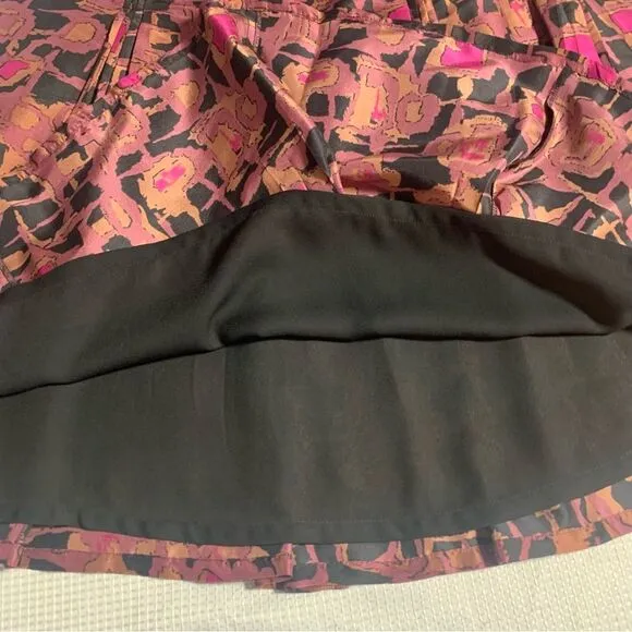 ALFANI 100% Silk Pink Black Printed Midi Skirt