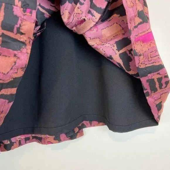 ALFANI 100% Silk Pink Black Printed Midi Skirt