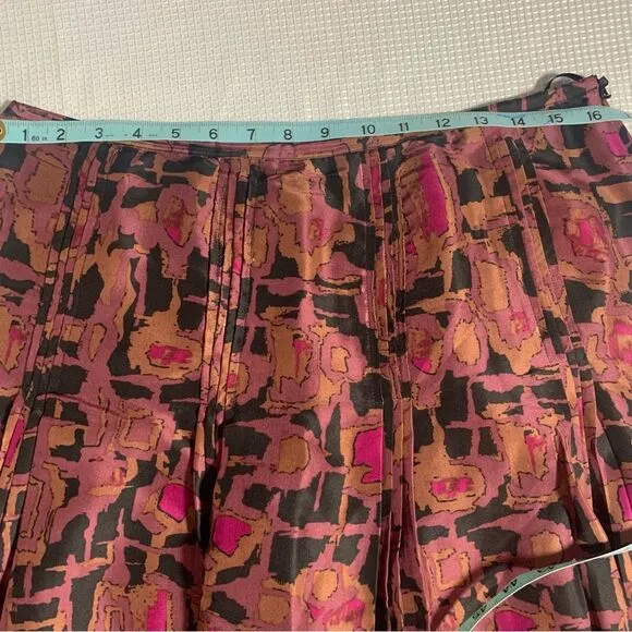 ALFANI 100% Silk Pink Black Printed Midi Skirt