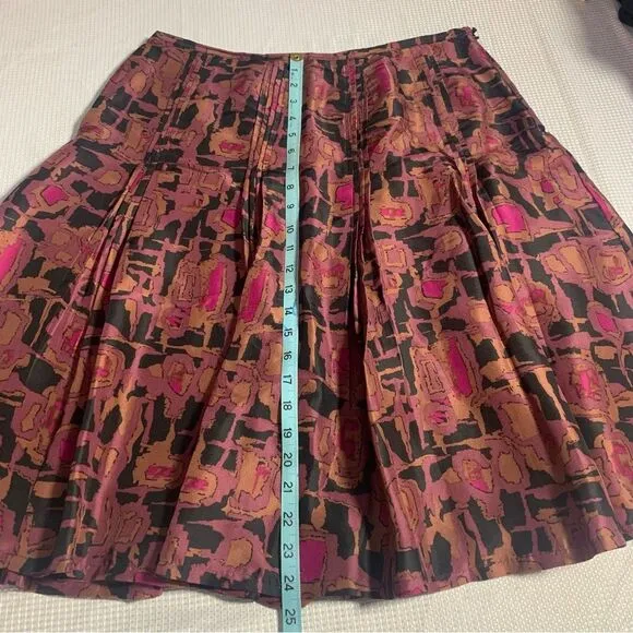 ALFANI 100% Silk Pink Black Printed Midi Skirt