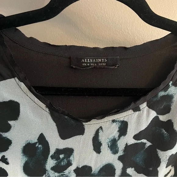 ALLSAINTS Riviera Leo Dress Animal Print Knotted Asymmetrical Sleeveless Grunge