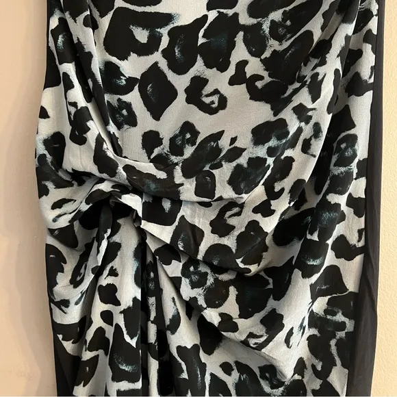 ALLSAINTS Riviera Leo Dress Animal Print Knotted Asymmetrical Sleeveless Grunge
