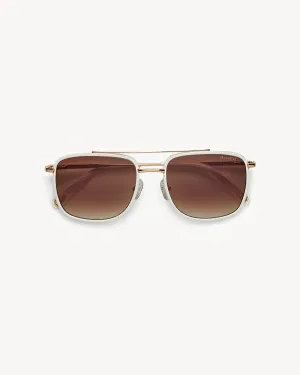Amelia Sunglasses in White (Brown)