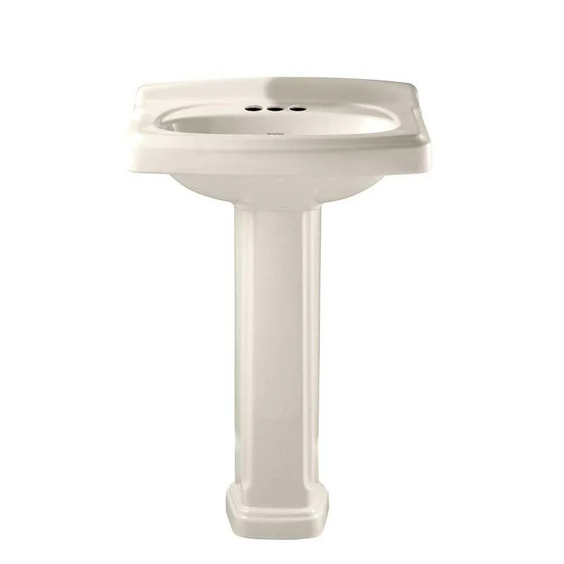 American Standard 0555.401.222 Portsmouth Vitreous China Pedestal Bathroom Sink Combo in Linen