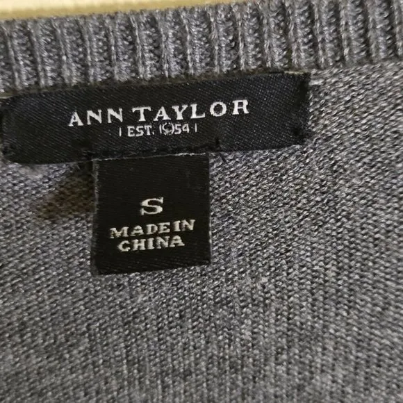 Ann Taylor Grey Silk Cashmere Lightweight Cardigan Sweater Size S