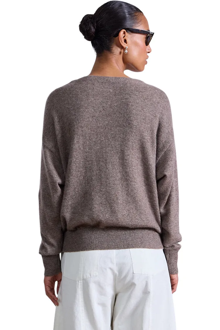 Apiece Apart Softest Silk Cashmere V-neck Sweater in Hazelnut