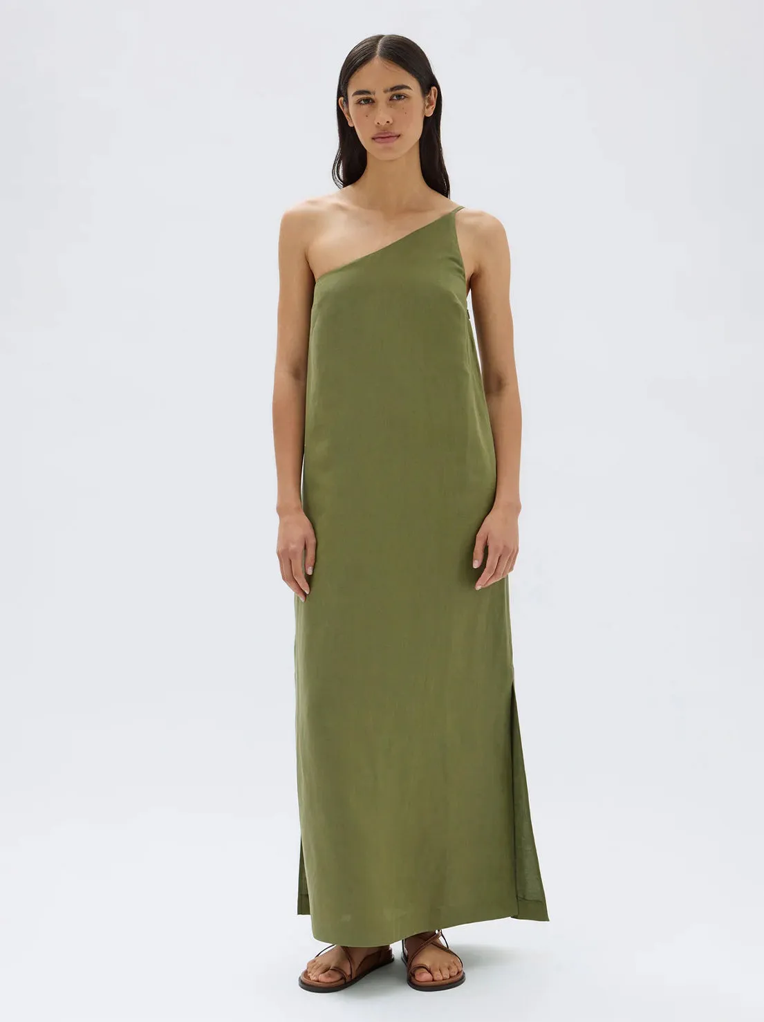 Assembly - Farriday Linen Silk Asymmetric Midi Dress - Pandan