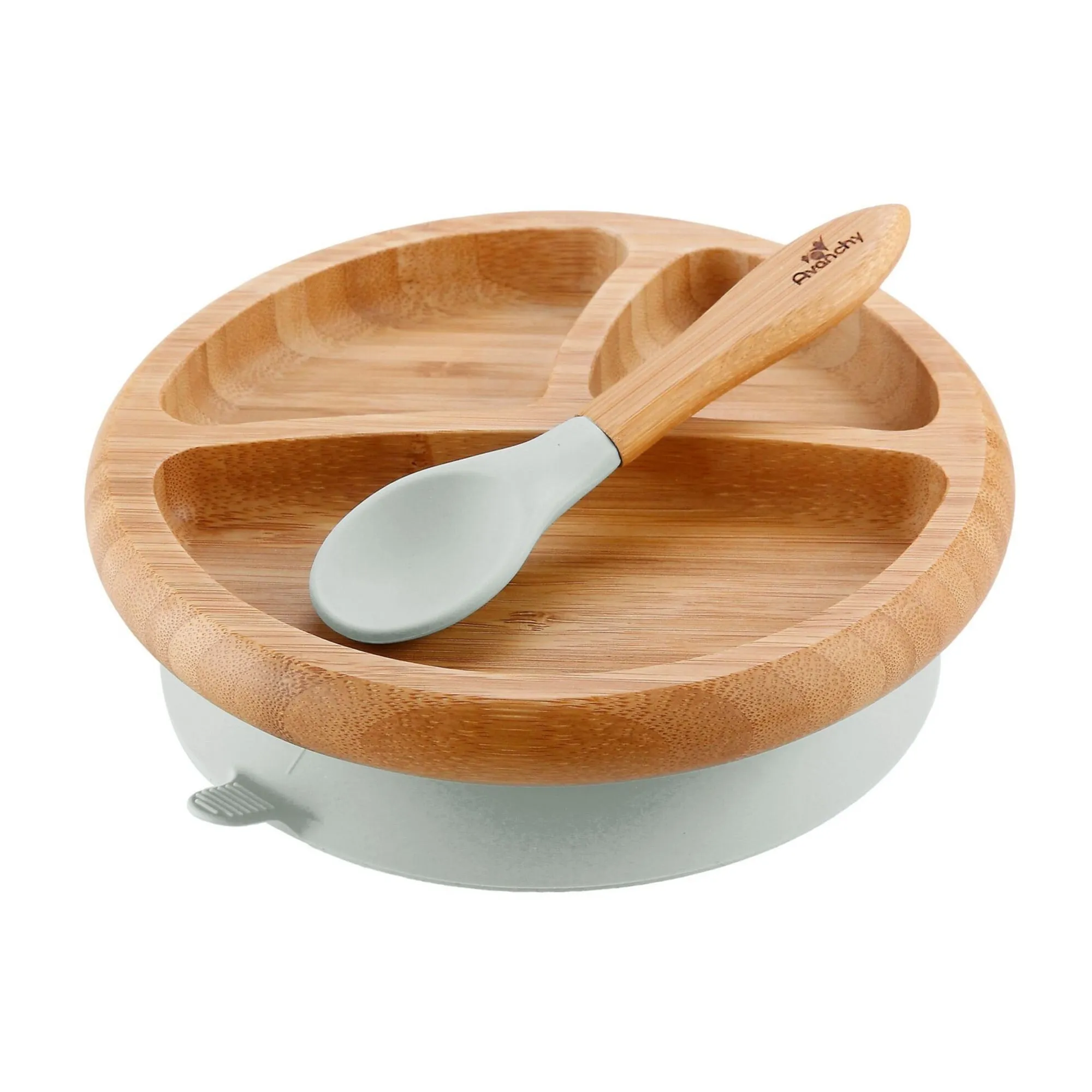Avanchy Baby Bamboo Suction Plate   Spoon - Assorted