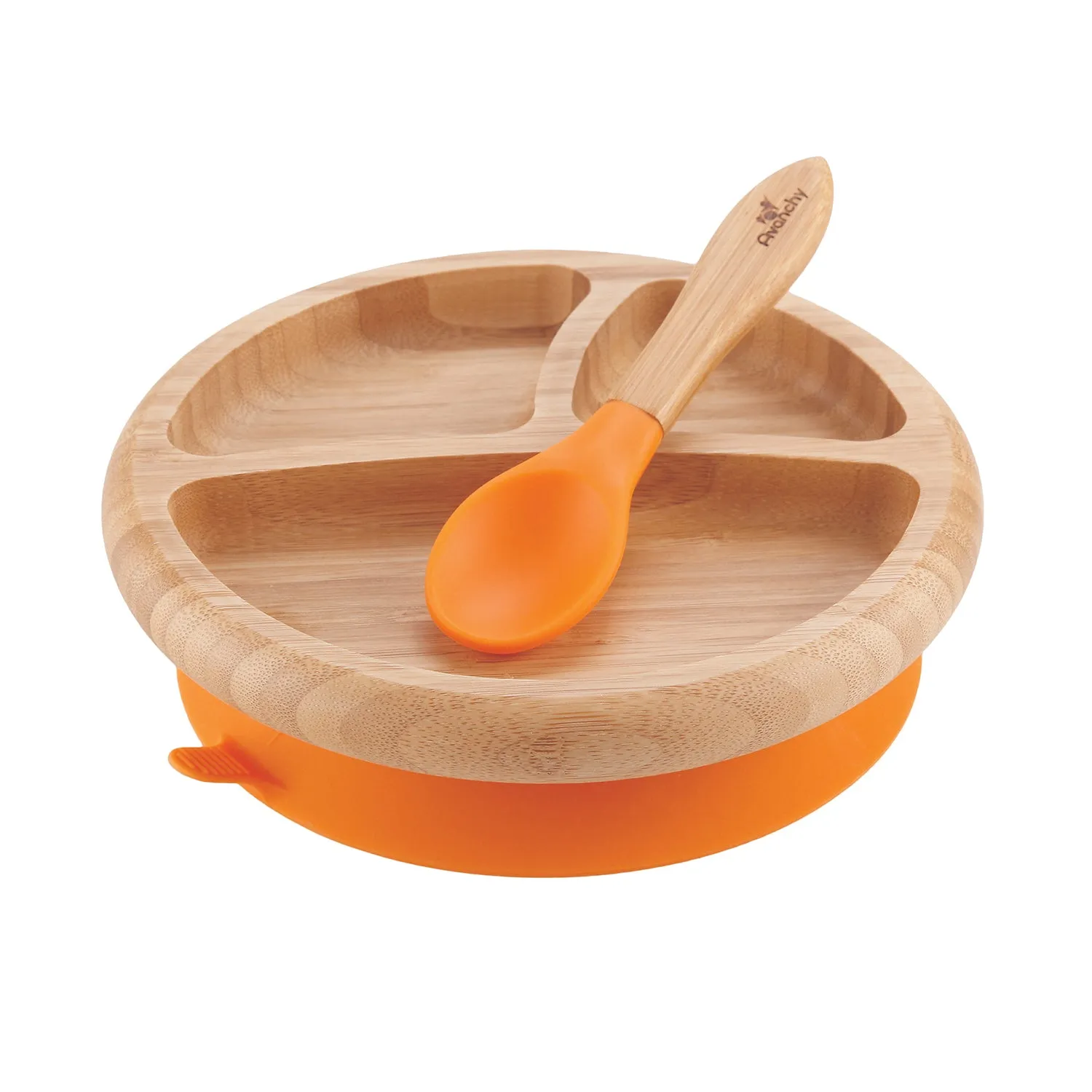 Avanchy Baby Bamboo Suction Plate   Spoon - Assorted