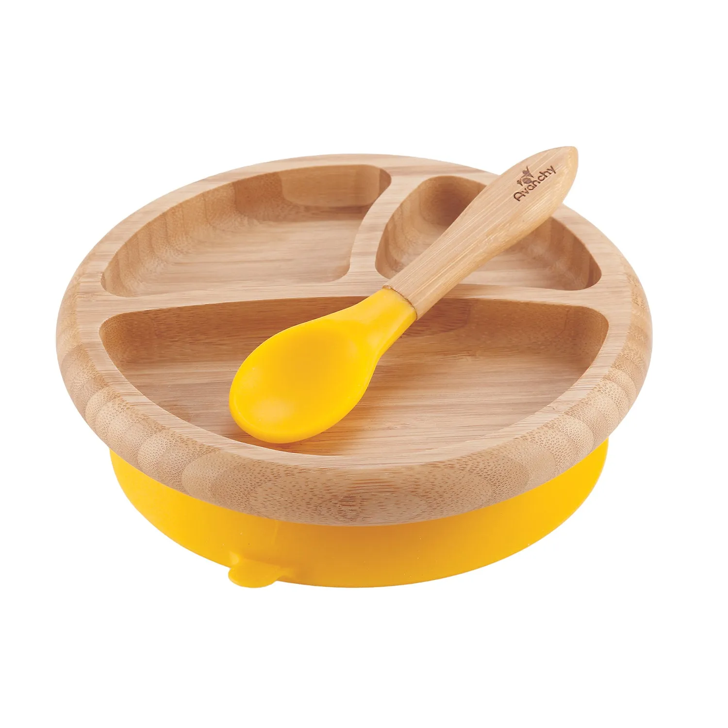 Avanchy Baby Bamboo Suction Plate   Spoon - Assorted