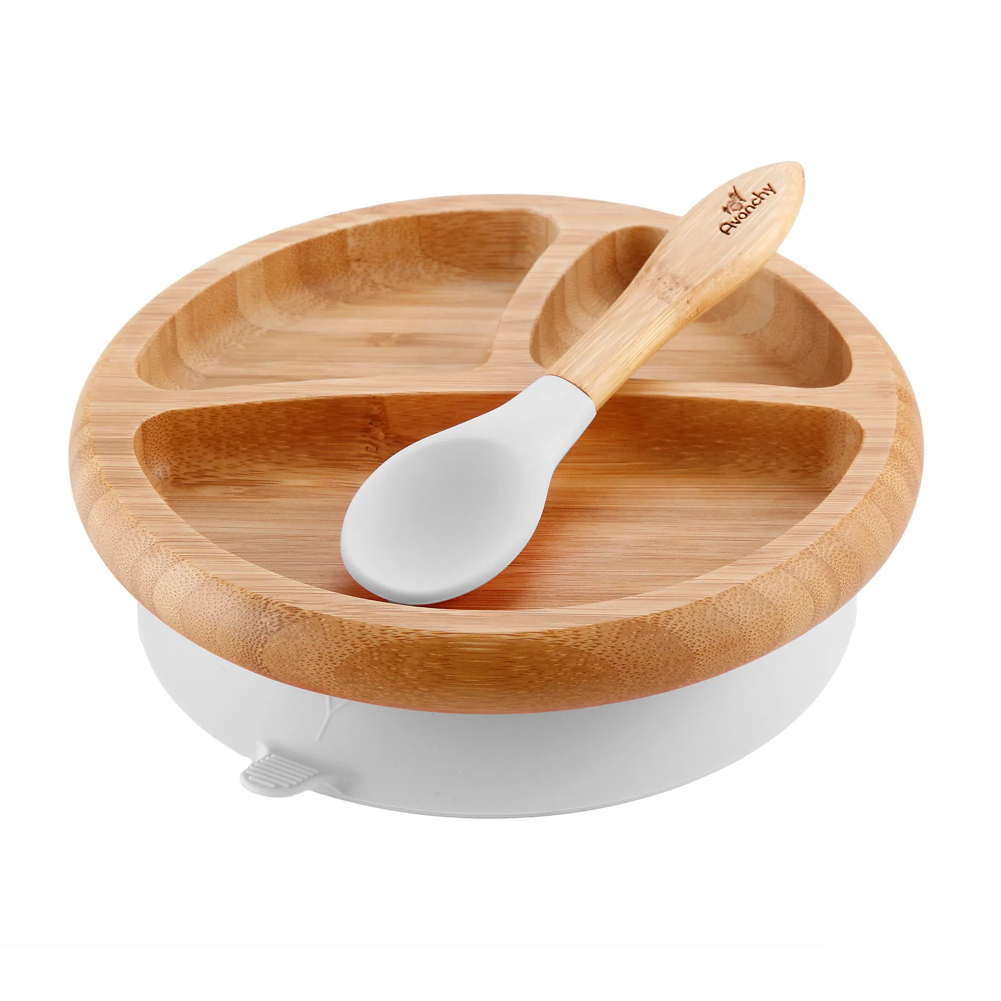 Avanchy Baby Bamboo Suction Plate   Spoon - Assorted