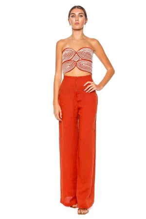 Baía Embroidered Linen Bustier Top