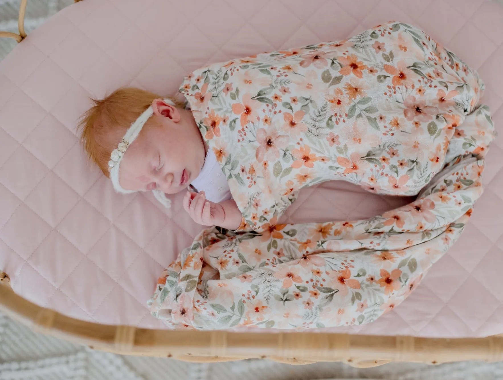 Bambella Bamboo Cotton Muslin Swaddle Wrap - Bloom