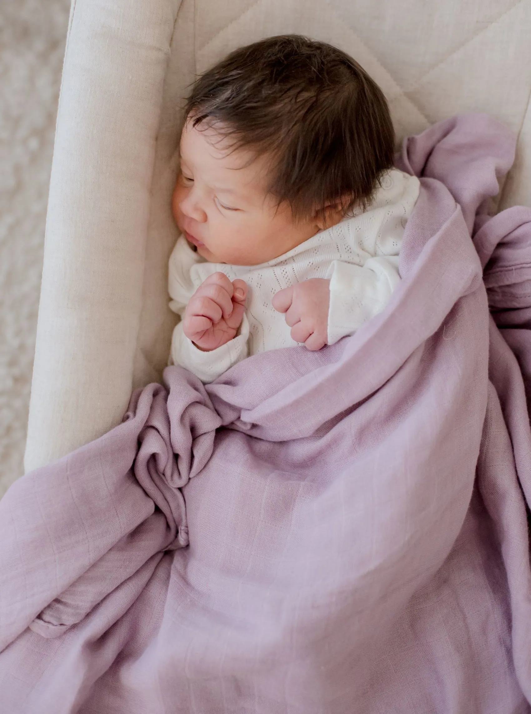 Bambella Bamboo Cotton Muslin Swaddle Wrap - Dusty Lilac