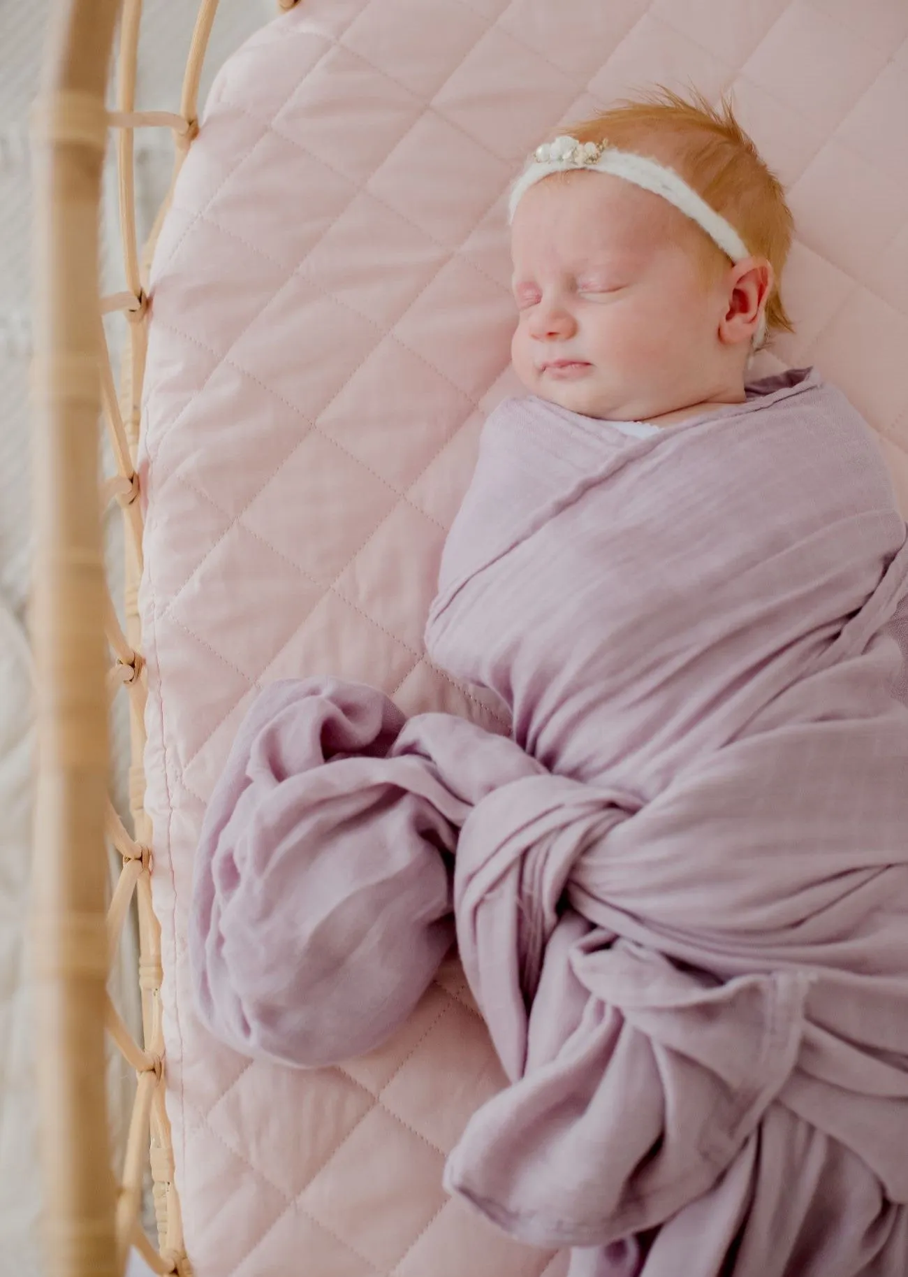 Bambella Bamboo Cotton Muslin Swaddle Wrap - Dusty Lilac