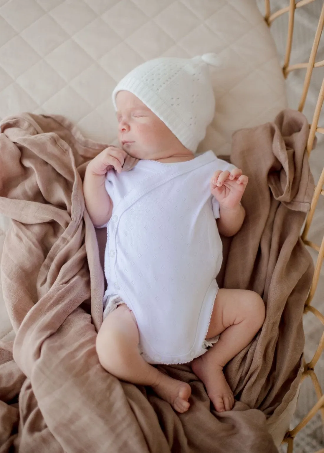 Bambella Bamboo Cotton Muslin Swaddle Wrap - Hazelnut