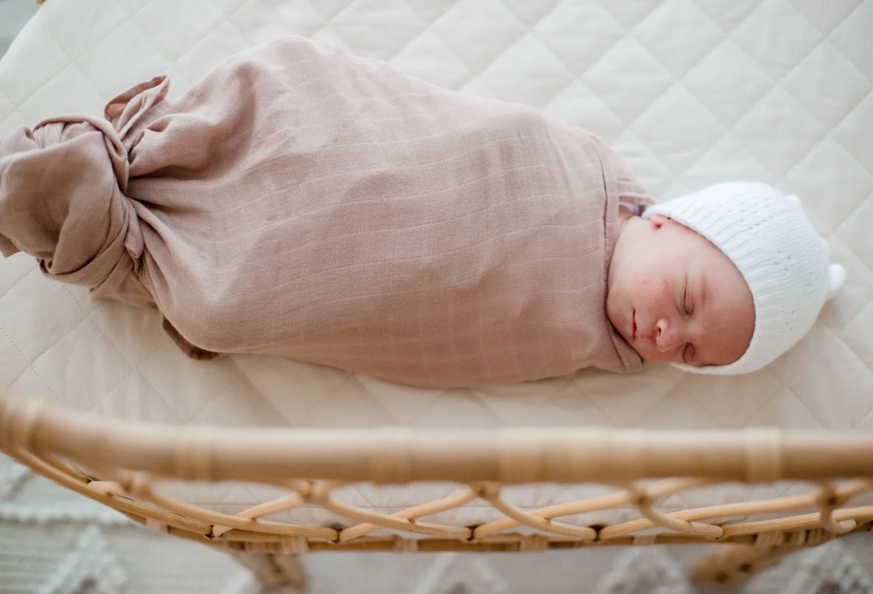 Bambella Bamboo Cotton Muslin Swaddle Wrap - Hazelnut