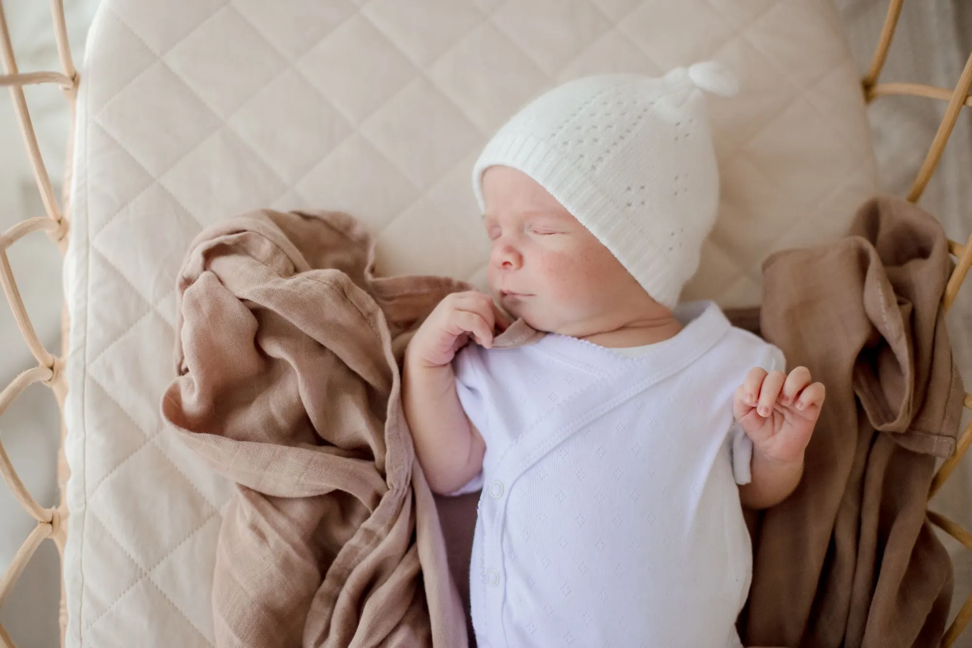 Bambella Bamboo Cotton Muslin Swaddle Wrap - Hazelnut