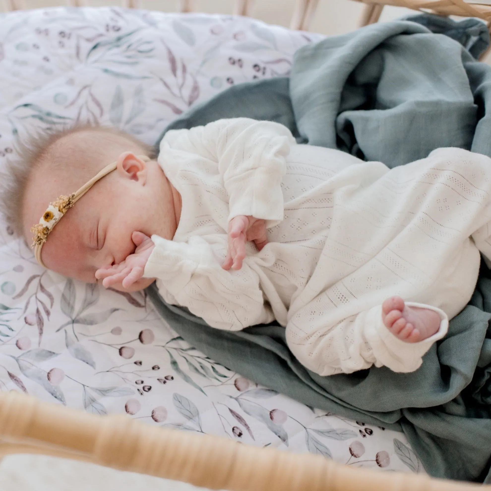 Bambella Bamboo Cotton Muslin Swaddle Wrap - Nordic Sea
