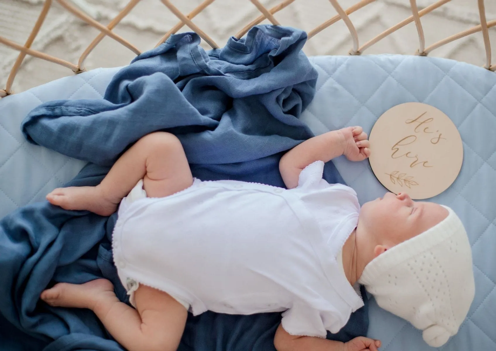 Bambella Bamboo Cotton Muslin Swaddle Wrap - Storm