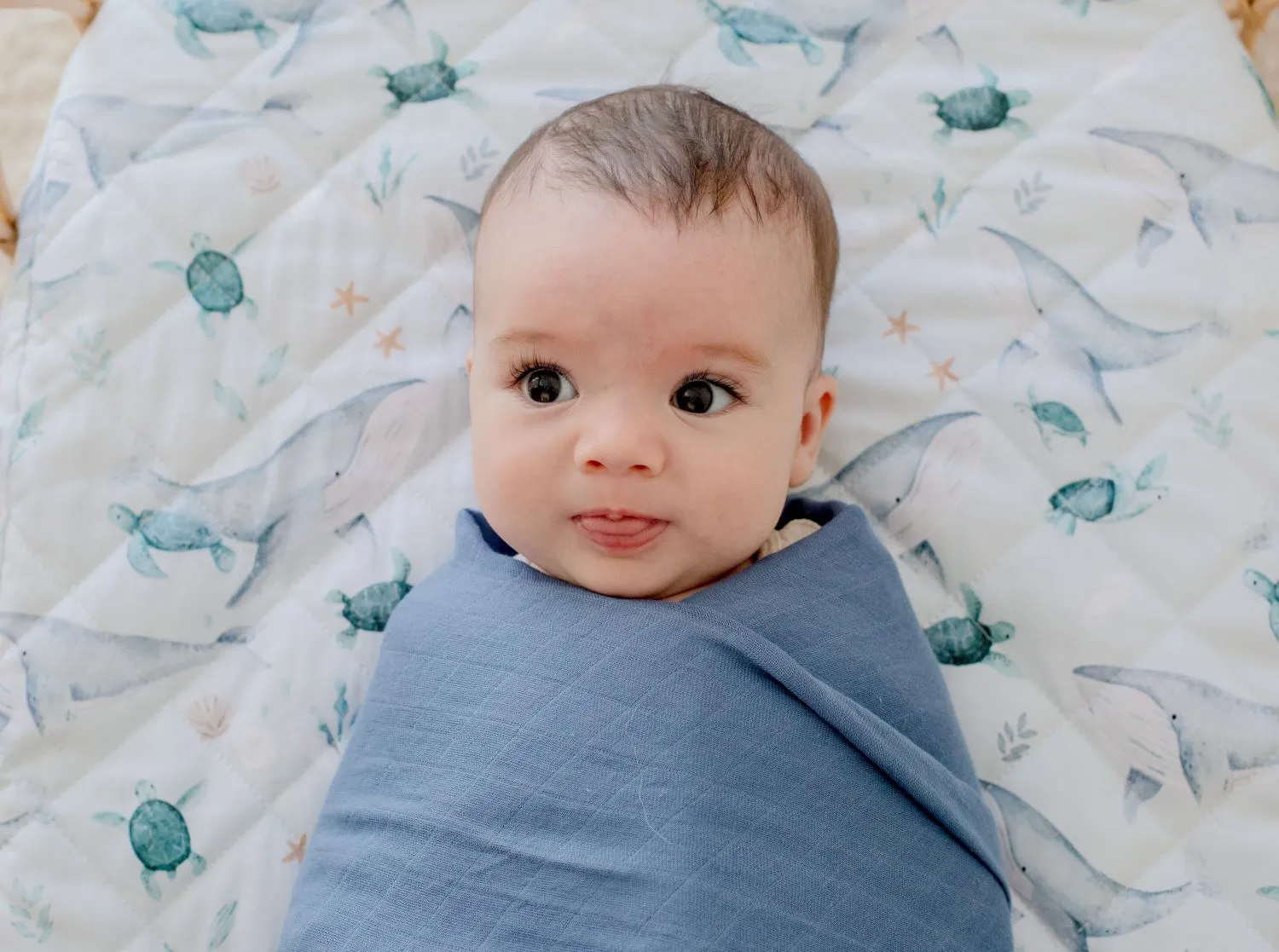 Bambella Bamboo Cotton Muslin Swaddle Wrap - Storm