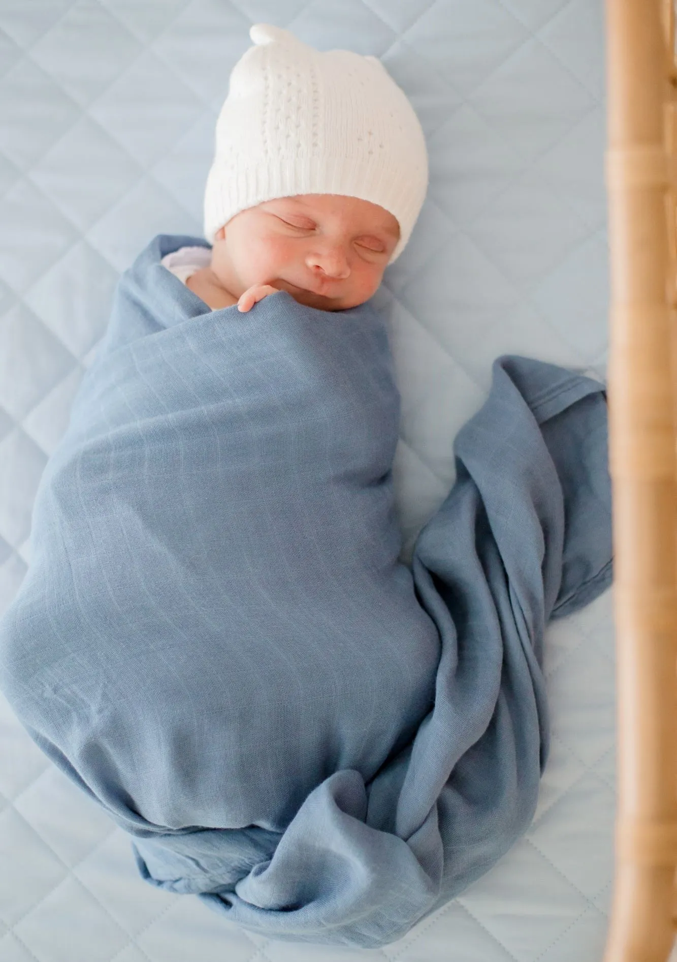 Bambella Bamboo Cotton Muslin Swaddle Wrap - Storm