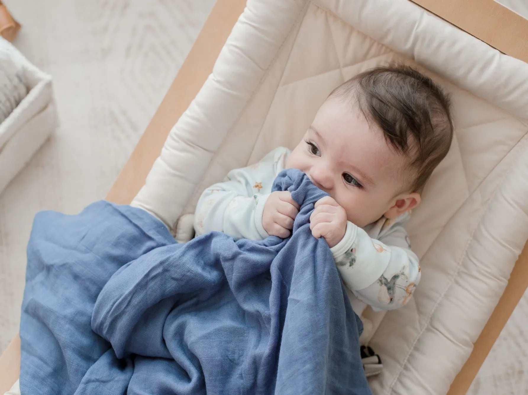 Bambella Bamboo Cotton Muslin Swaddle Wrap - Storm