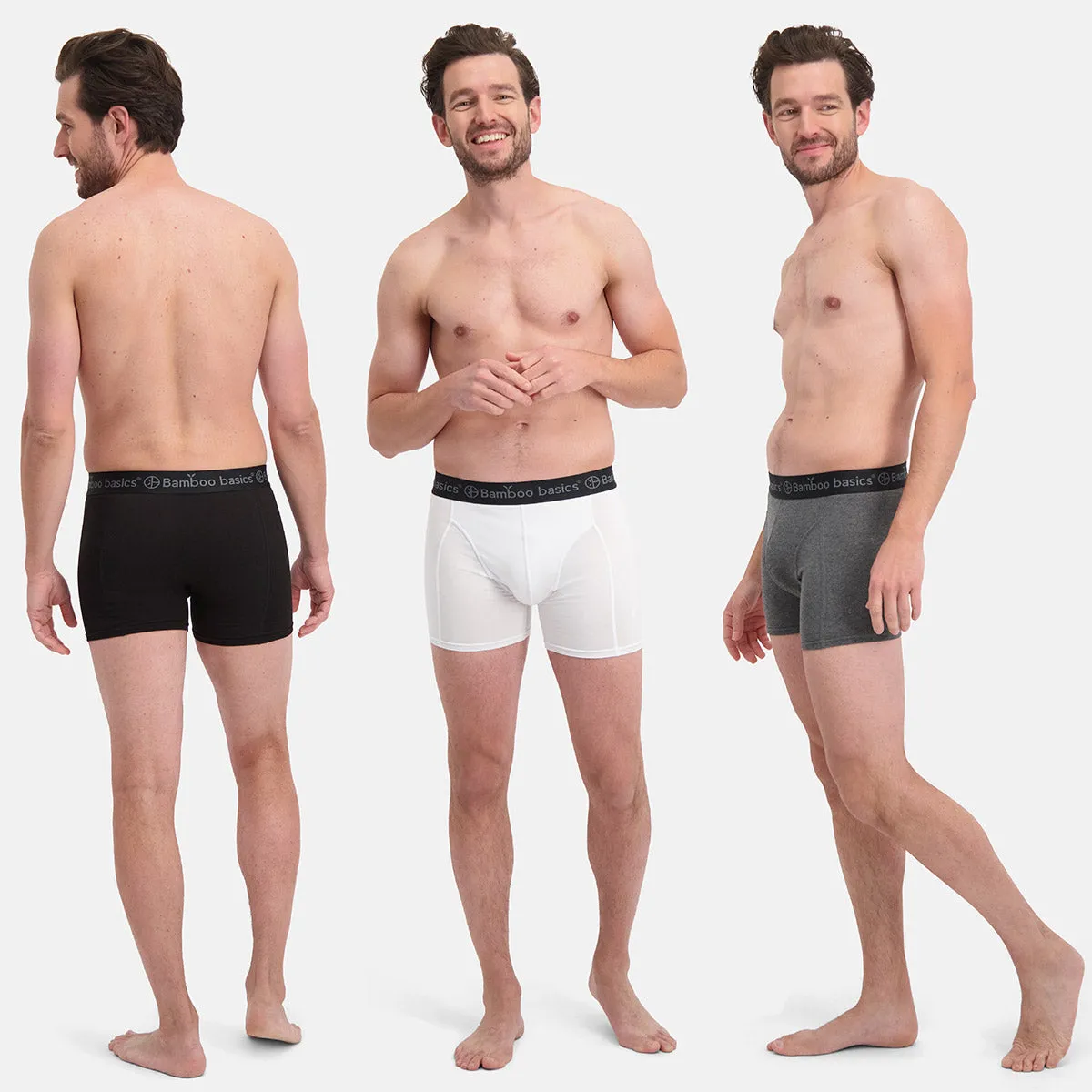 Bamboo Boxer Shorts in Black, White & Grey (3 pack) by Bamboo Basics