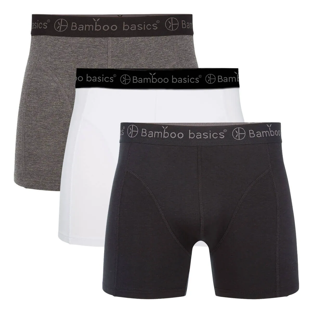 Bamboo Boxer Shorts in Black, White & Grey (3 pack) by Bamboo Basics