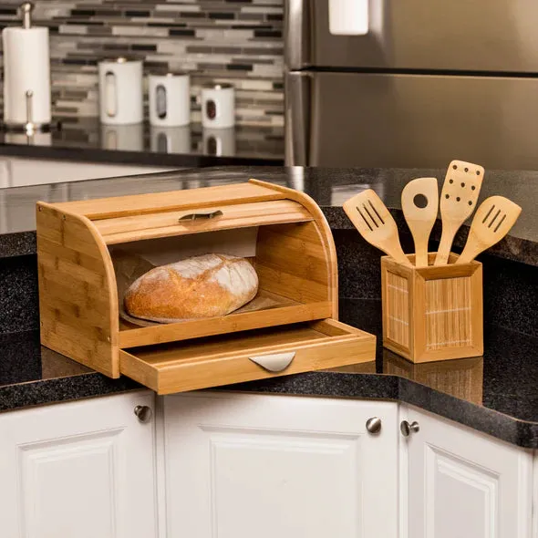 BAMBOO BREAD BOX WITH CUTTING BOARD