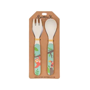 Bamboo Crew Fork & Spoon Set - Sloth